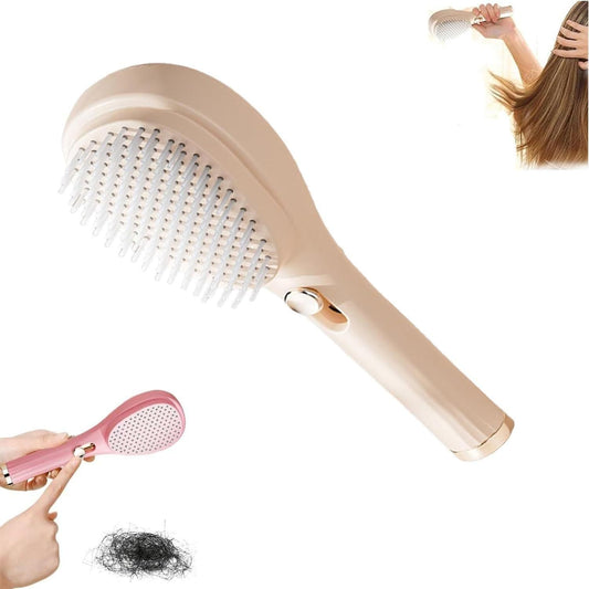 EMICIENT Self-Cleaning Anti-Static Massage Comb, Self Cleaning Hair Brush, Massage Comb For Hair, Retractable Rotary Lift Self-Cleaning Comb, Women's Hair Styling Tool (multicolor) (pro packof-1)